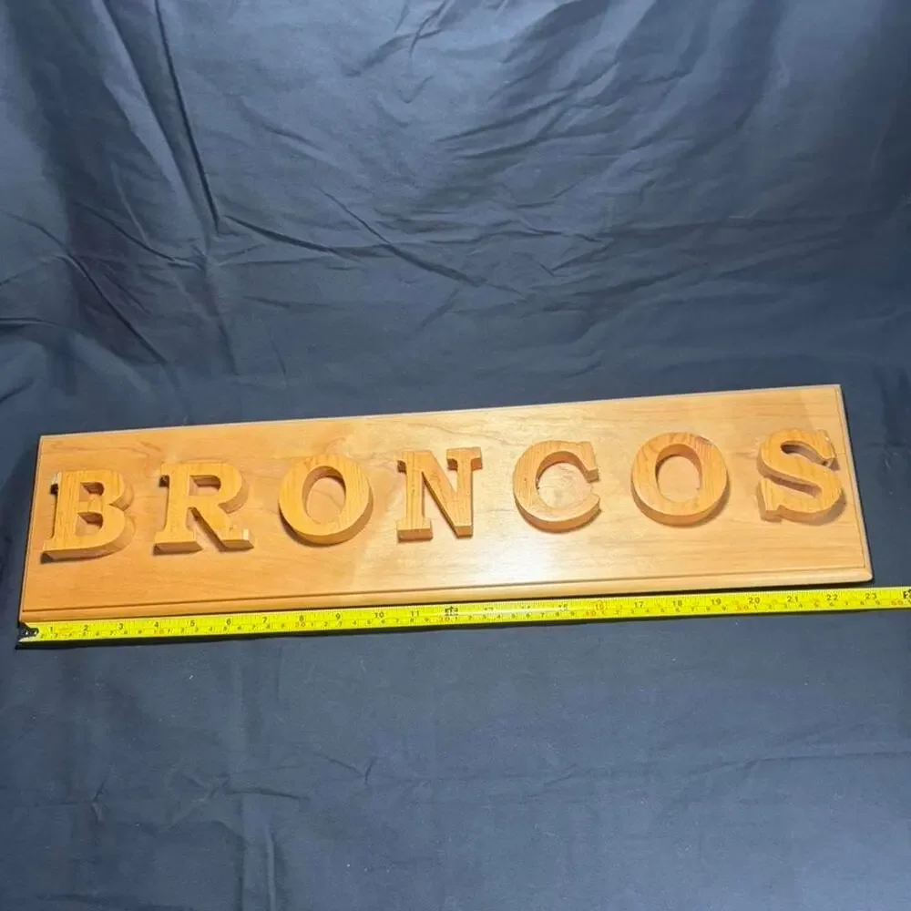 🚨 VINTAGE Hand Made Denver Broncos Wooden Sign 23” x 5.5” x 2”. 🏈